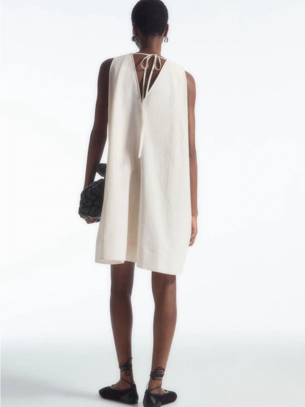 COS A-Line Sleeveless Mini Dress cream off white size 10 Lagenlook quiet luxury